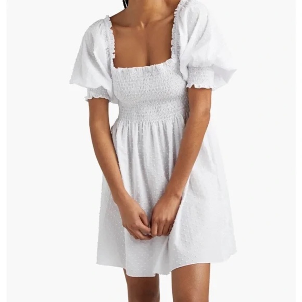 Hill House White Swiss dot Mini Dress